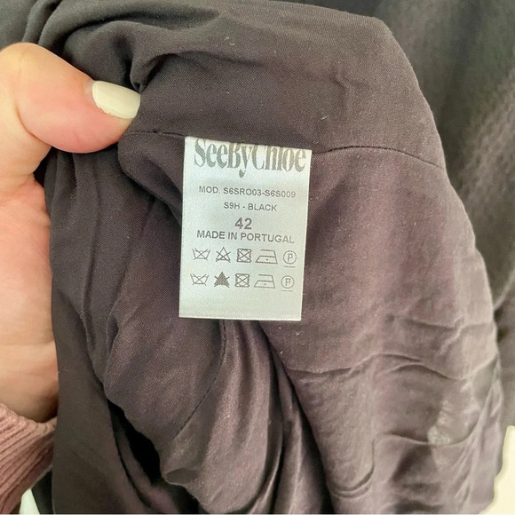 See By Chloe Black Peasant Style Long Sleeve Dress - Picture 7 of 8